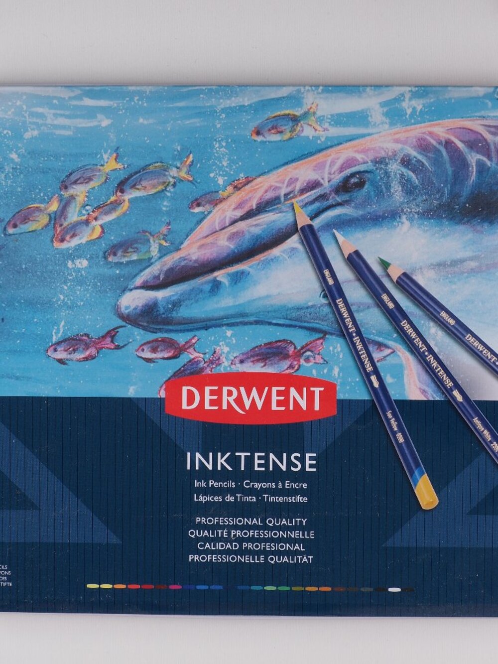DERWENT vintage Art supplies set 24 Inktense pencils blocks in Tin